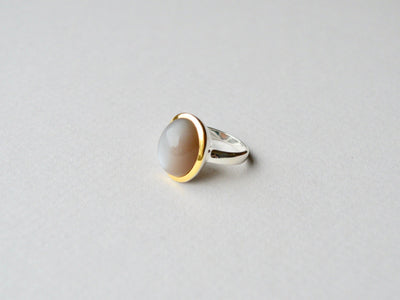 Einzelstück: Grauer Mondstein Statement Ring vergoldet - Mia&Martha by Katja Schmalen