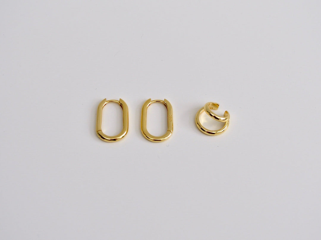 FEYNGOLD: Chunky Oval Hoops | vergoldet, silber