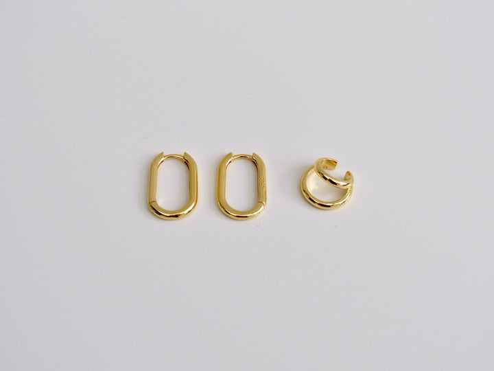 FEYNGOLD: Chunky Oval Hoops | vergoldet, silber