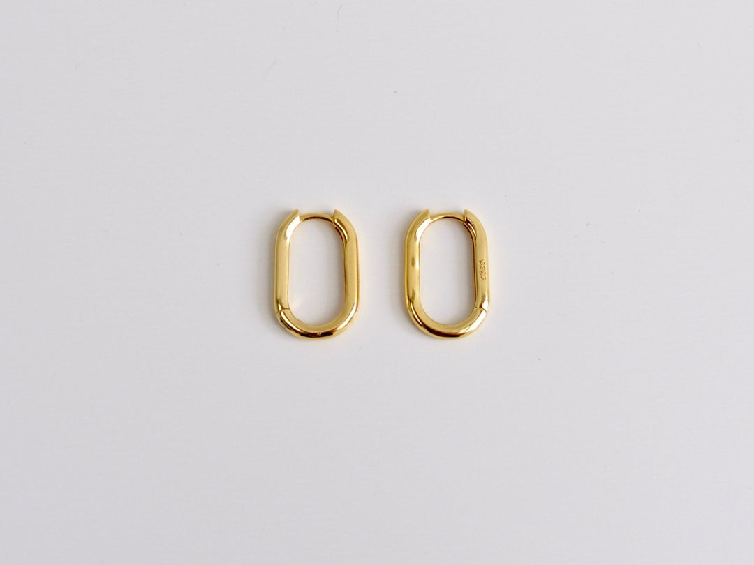 FEYNGOLD: Chunky Oval Hoops | vergoldet, silber