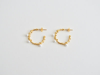 FEYNGOLD: Dotted Pearl Studs | vergoldet