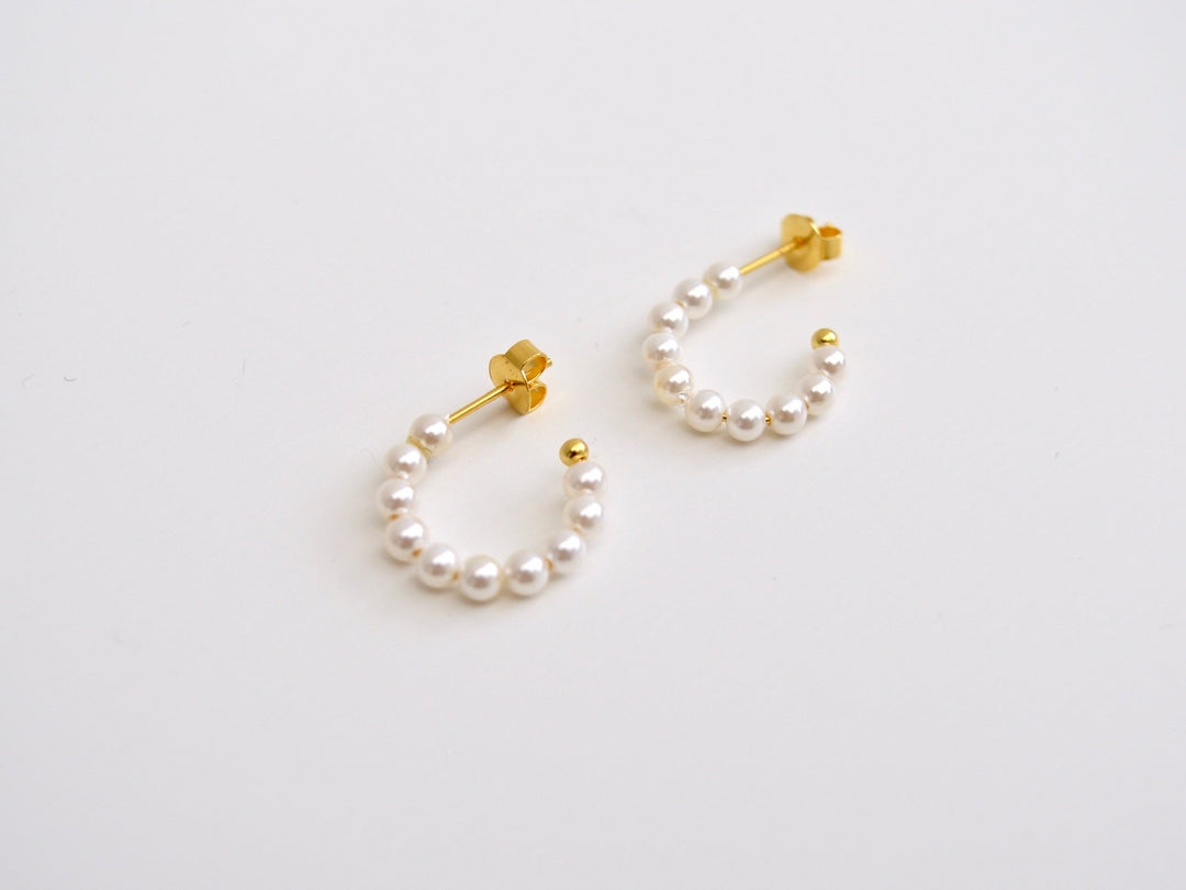 FEYNGOLD: Pearl Hoops Ohrstecker | vergoldet, silber