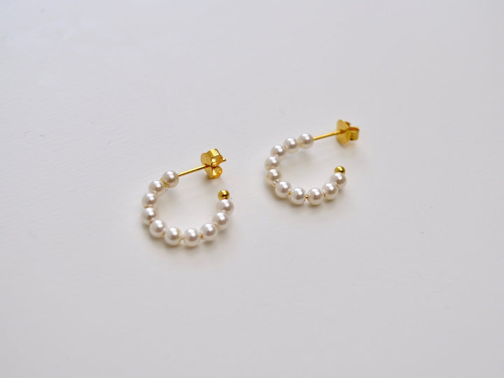 FEYNGOLD: Pearl Hoops Ohrstecker | vergoldet, silber