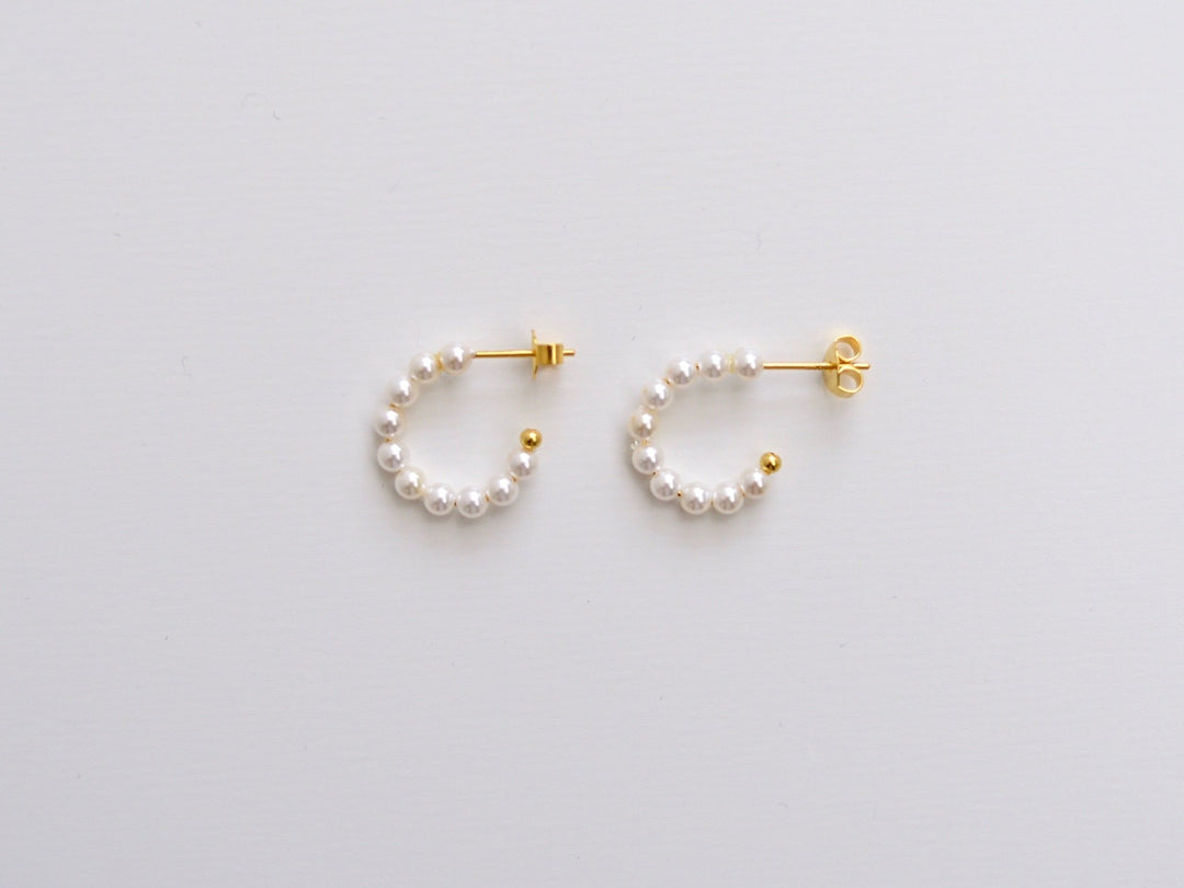 FEYNGOLD: Pearl Hoops Ohrstecker | vergoldet, silber