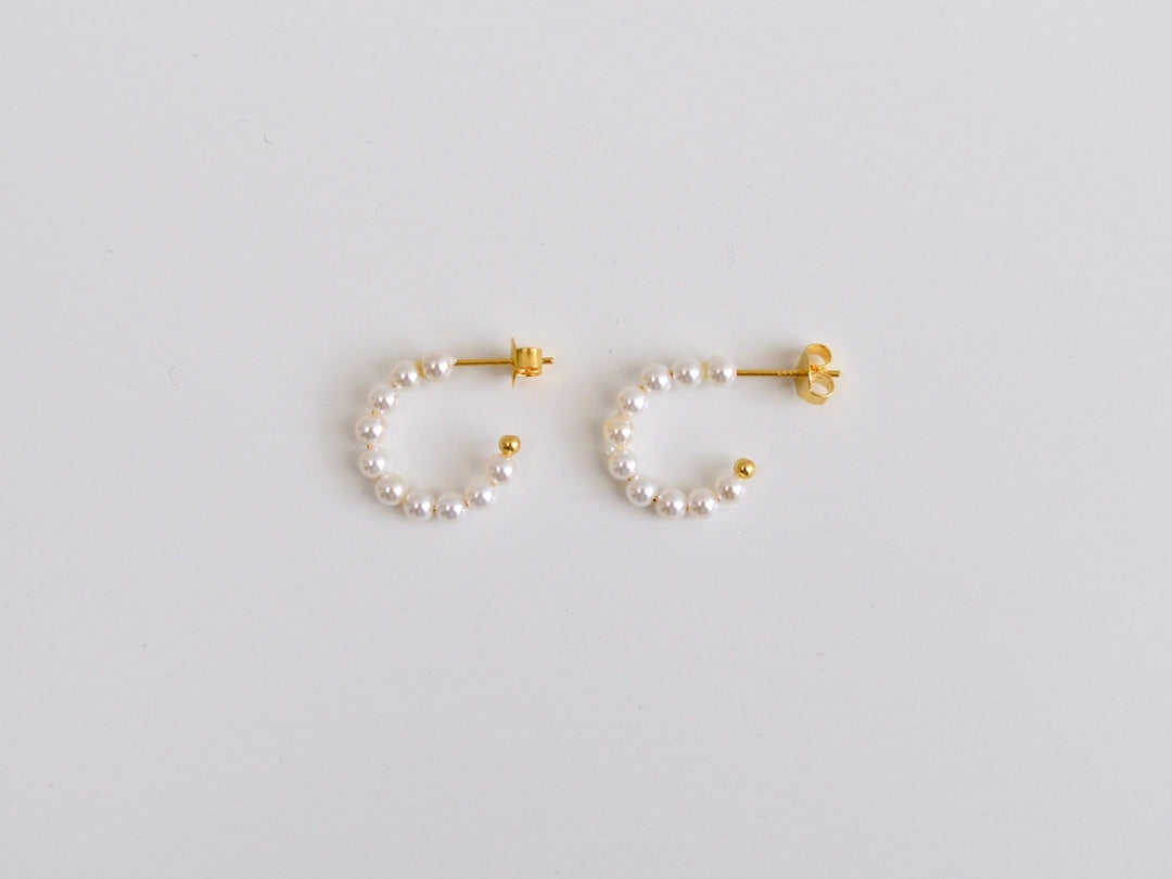 FEYNGOLD: Pearl Hoops Ohrstecker | vergoldet, silber