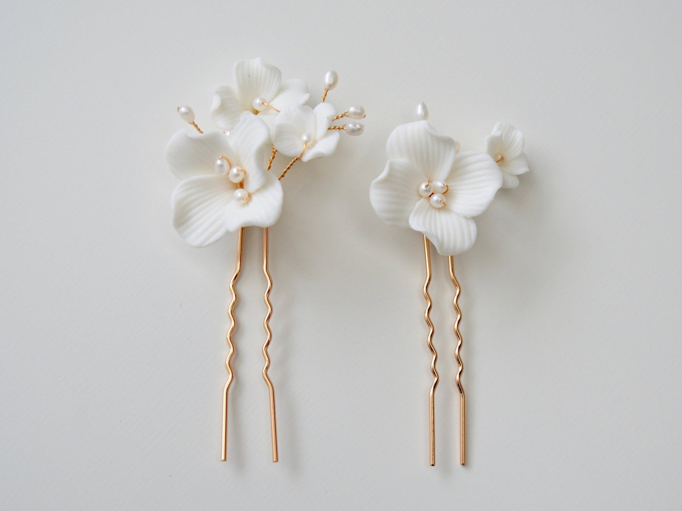 Fleurs Blanches: Haarnadel Set mit echten Perlen | Farbe gold oder silber