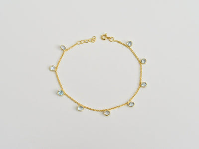 Flying Gemstones: Zartes Armkettchen Blauer Topas | vergoldet, silber