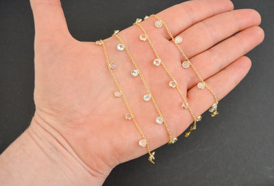 Flying Gemstones: Zartes Armkettchen Blauer Topas | vergoldet, silber
