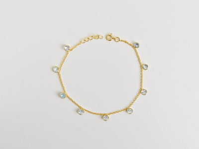 Flying Gemstones: Zartes Armkettchen Blauer Topas | vergoldet, silber