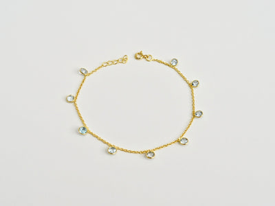Flying Gemstones: Zartes Armkettchen Blauer Topas | vergoldet, silber