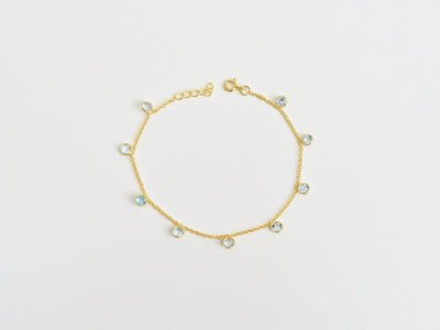 Flying Gemstones: Zartes Armkettchen Blauer Topas | vergoldet, silber
