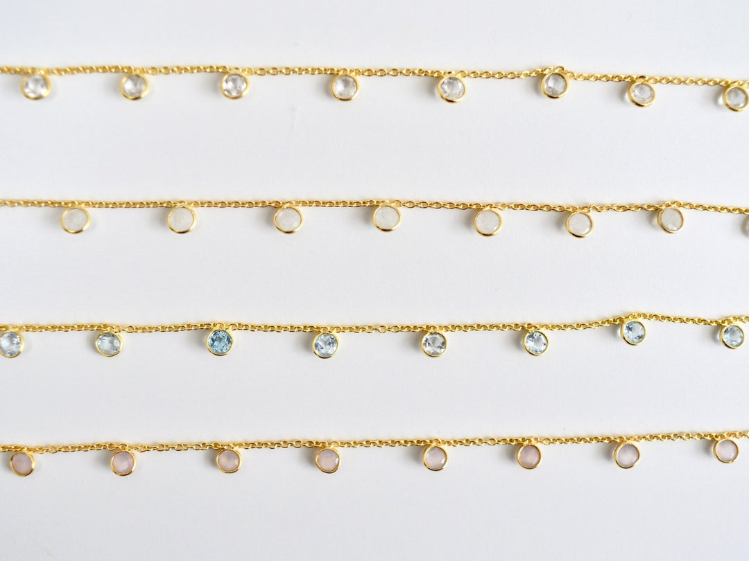 Flying Gemstones: Zartes Armkettchen Mondstein | vergoldet, silber