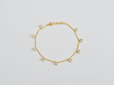 Flying Gemstones: Zartes Armkettchen Mondstein | vergoldet, silber