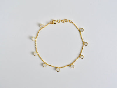 Flying Gemstones: Zartes Armkettchen Mondstein | vergoldet, silber