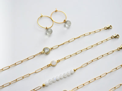 Gem Collection: Modernes Armband mit Halbedelsteinen | vergoldet