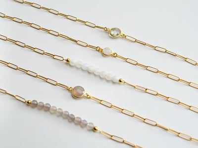 Gem Collection: Modernes Armband mit Halbedelsteinen | vergoldet