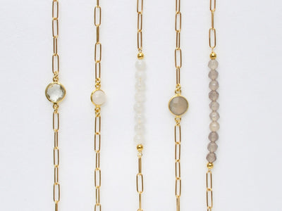 Gem Collection: Modernes Armband mit Halbedelsteinen | vergoldet