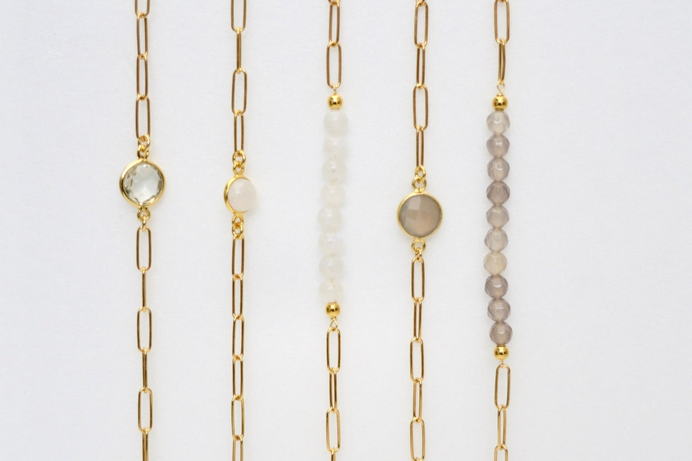 Gem Collection: Modernes Armband mit Halbedelsteinen | vergoldet