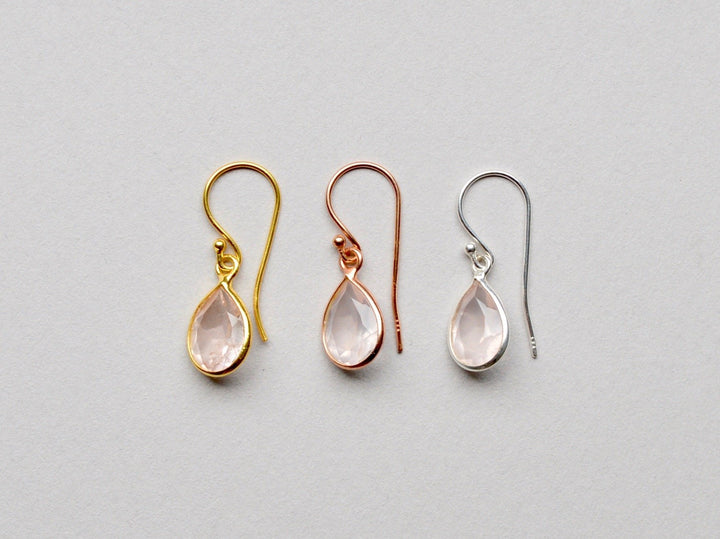 Gem Collection: Rosenquarz Ohrhänger Facette | vergoldet, rosévergoldet, silber - Mia&Martha by Katja Schmalen