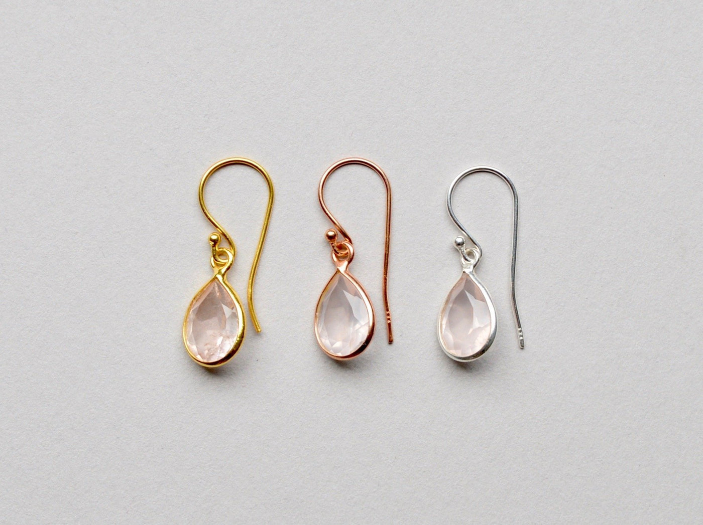Gem Collection: Rosenquarz Ohrhänger Facette | vergoldet, rosévergoldet, silber - Mia&Martha by Katja Schmalen