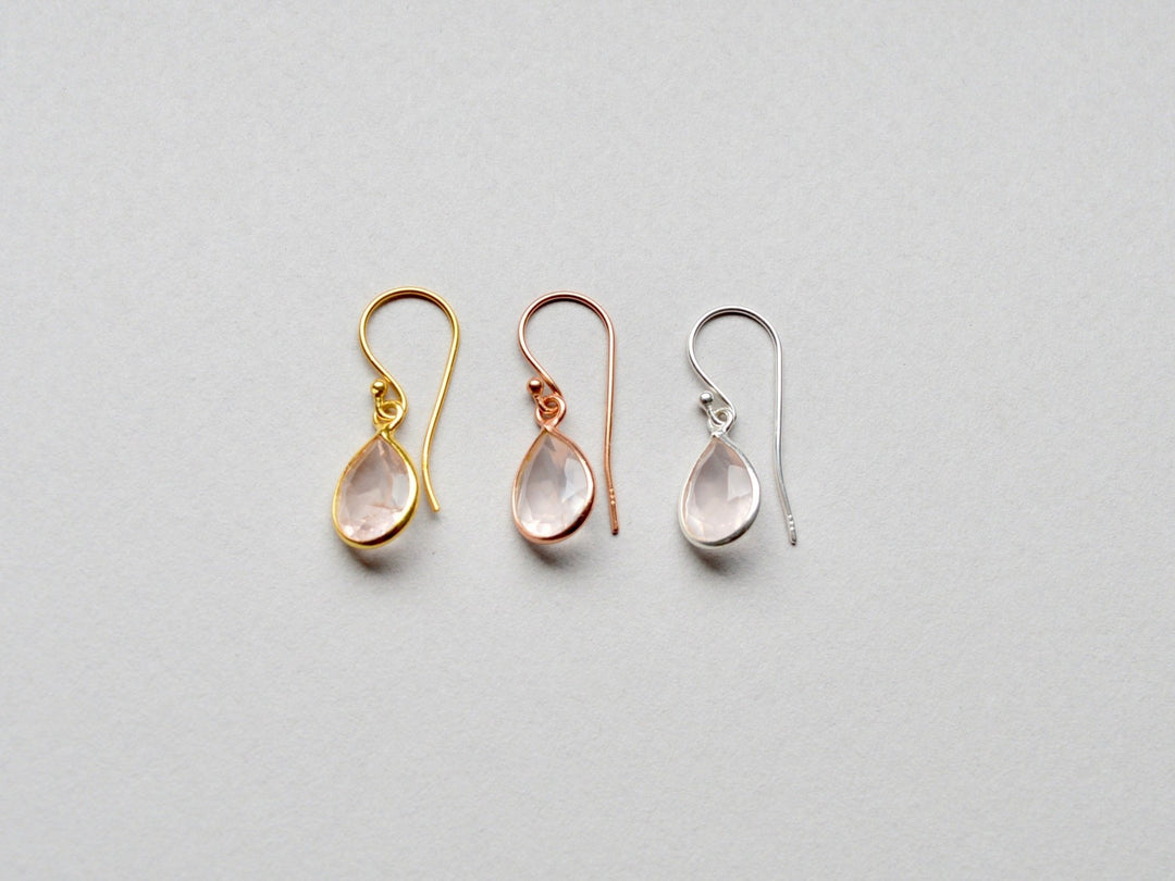 Gem Collection: Rosenquarz Ohrhänger Facette | vergoldet, rosévergoldet, silber - Mia&Martha by Katja Schmalen