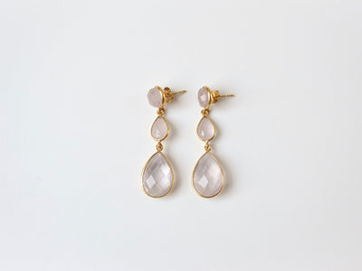 Gem Collection: Rosenquarz Ohrstecker vergoldet - Mia&Martha by Katja Schmalen