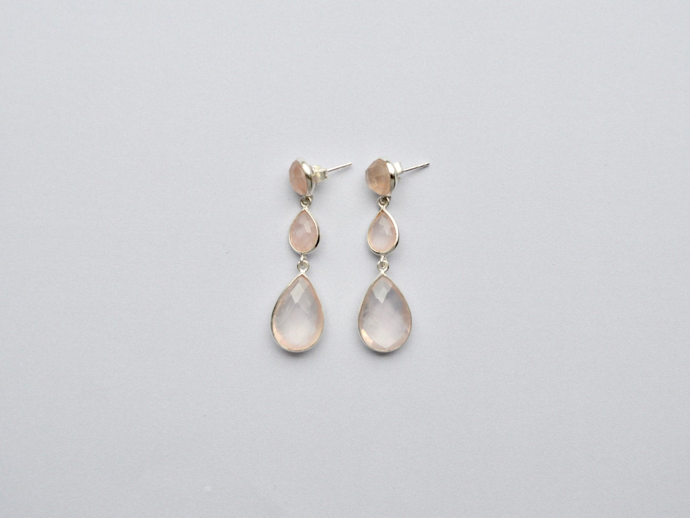 Gem Collection: Rosenquarz Ohrstecker | vergoldet, rosévergoldet, silber