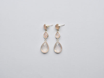 Gem Collection: Rosenquarz Ohrstecker | vergoldet, rosévergoldet, silber