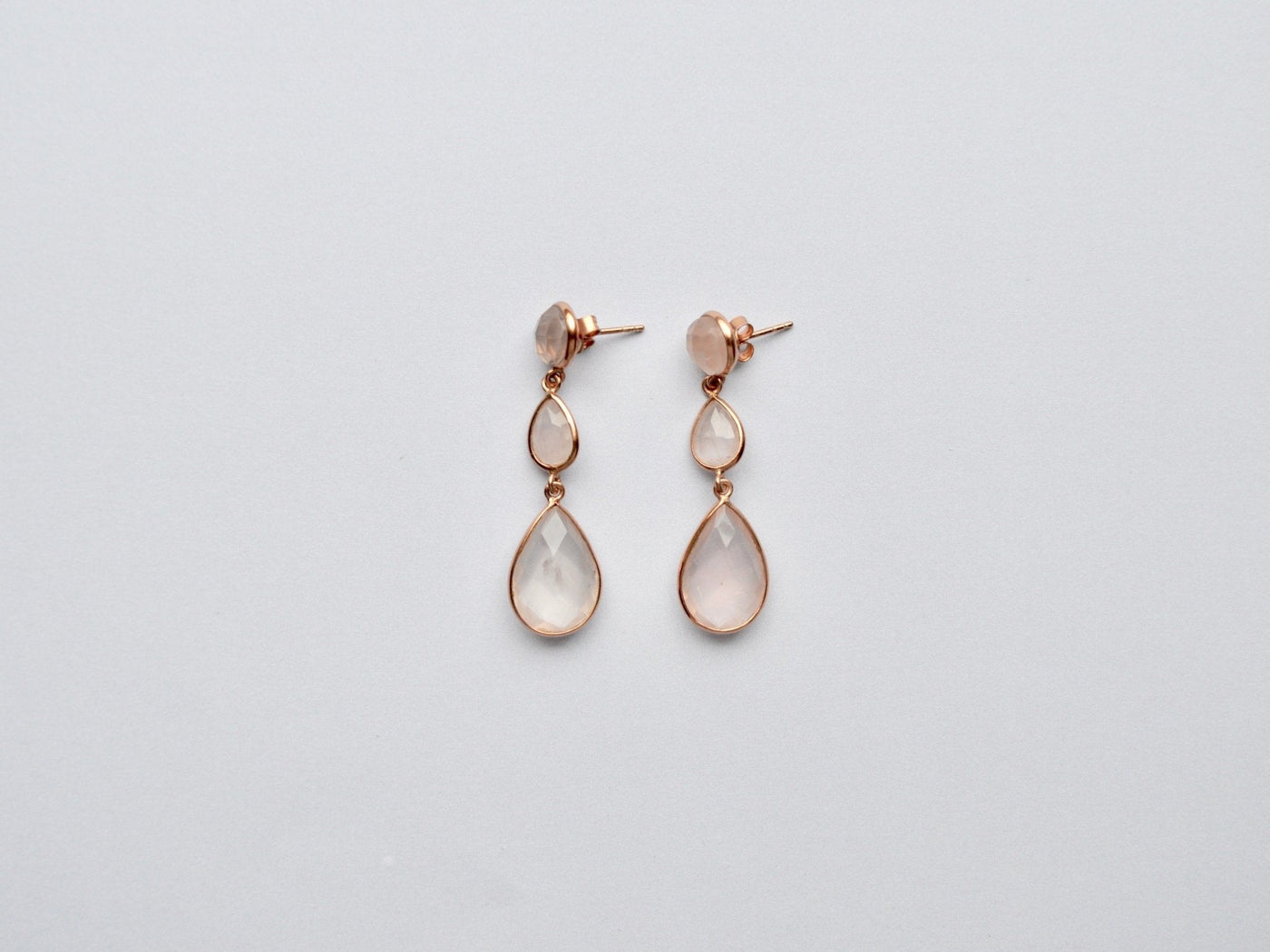 Gem Collection: Rosenquarz Ohrstecker | vergoldet, rosévergoldet, silber