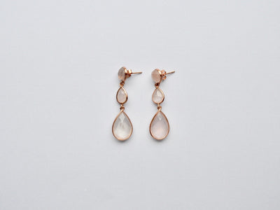 Gem Collection: Rosenquarz Ohrstecker | vergoldet, rosévergoldet, silber