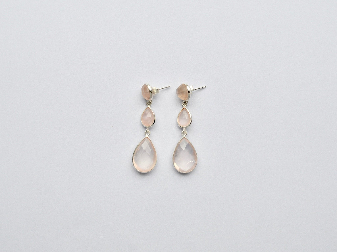 Gem Collection: Rosenquarz Ohrstecker | vergoldet, rosévergoldet, silber
