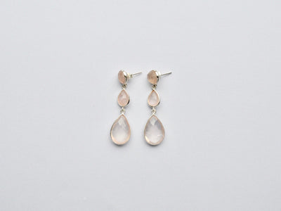 Gem Collection: Rosenquarz Ohrstecker | vergoldet, rosévergoldet, silber