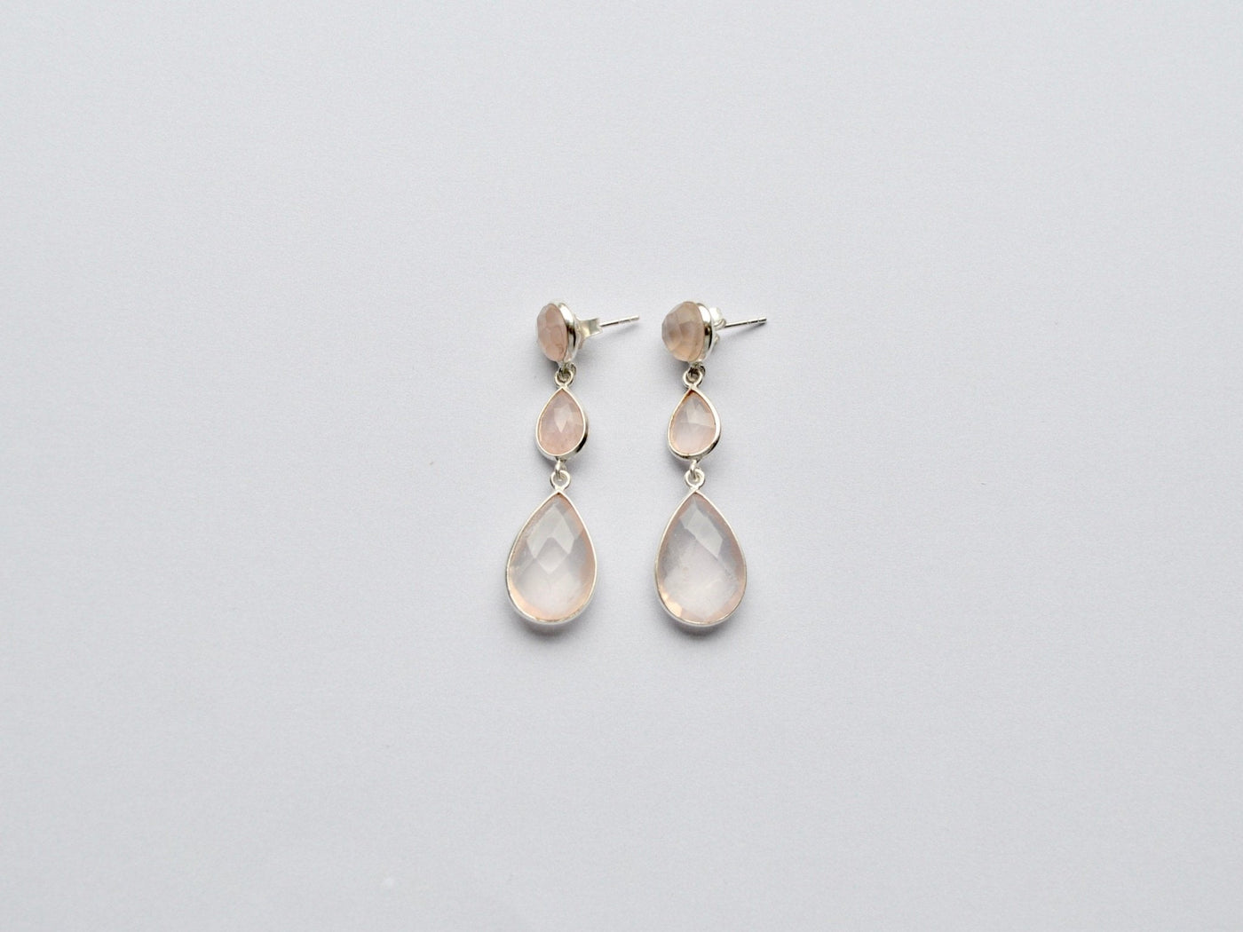 Gem Collection: Rosenquarz Ohrstecker | vergoldet, rosévergoldet, silber