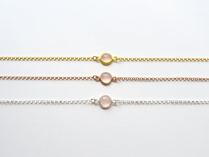 Gem Dots: Rosa Chalcedon Armband | vergoldet, rosévergoldet, silber - Mia&Martha by Katja Schmalen