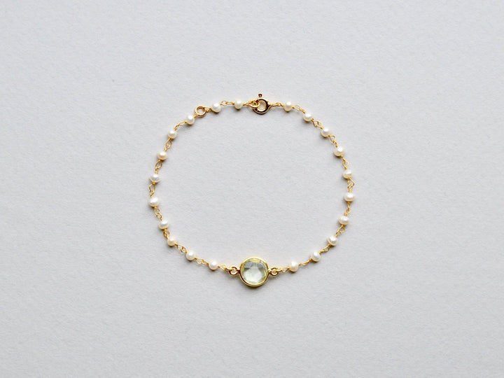 Gems & Pearls: Perlen und Prasiolith Armband vergoldet - Mia&Martha by Katja Schmalen