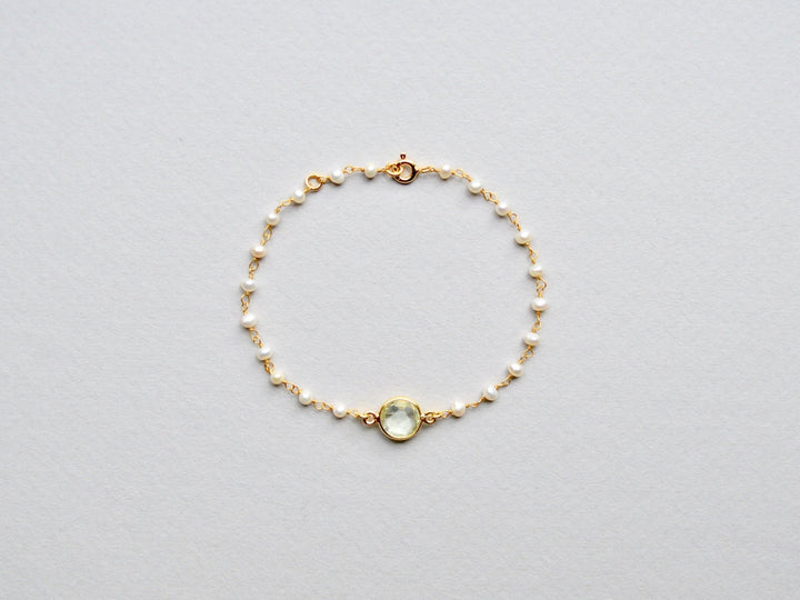 Gems & Pearls: Perlen und Prasiolith Armband vergoldet - Mia&Martha by Katja Schmalen