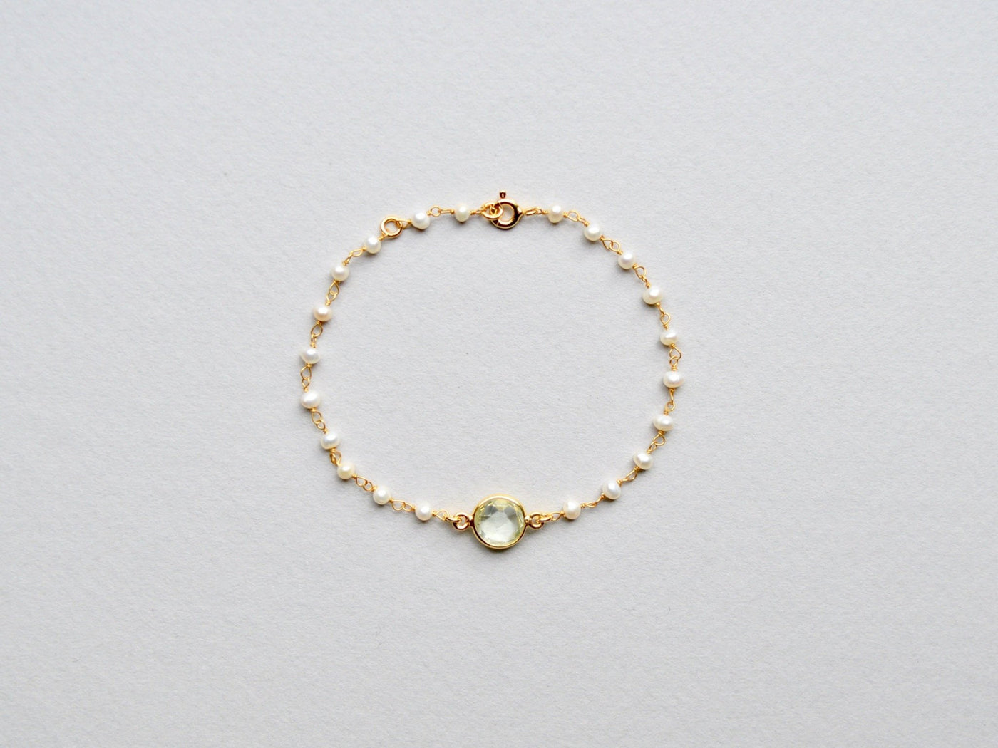 Gems & Pearls: Perlen und Prasiolith Armband vergoldet - Mia&Martha by Katja Schmalen