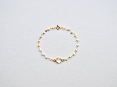 Gems & Pearls: Perlen und Rosenquarz Armband vergoldet - Mia&Martha by Katja Schmalen
