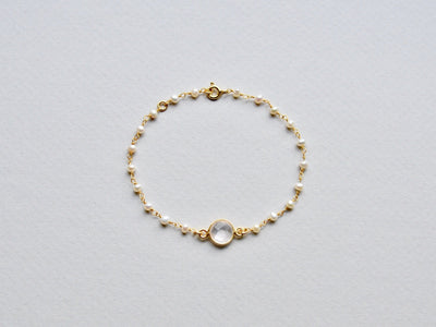 Gems & Pearls: Perlen und Rosenquarz Armband vergoldet - Mia&Martha by Katja Schmalen