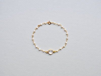 Gems & Pearls: Perlen und Rosenquarz Armband vergoldet - Mia&Martha by Katja Schmalen