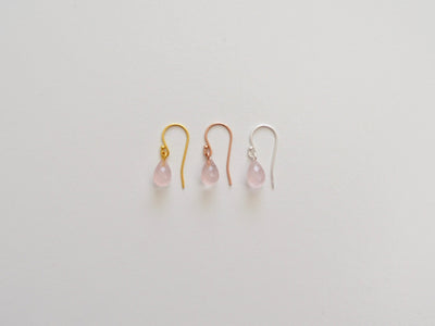 Gentle Drops: Zarte Rosenquarz Ohrringe | vergoldet, rosévergoldet, silber