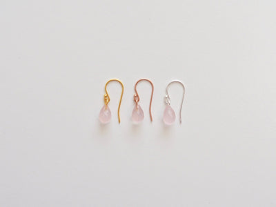 Gentle Drops: Zarte Rosenquarz Ohrringe | vergoldet, rosévergoldet, silber
