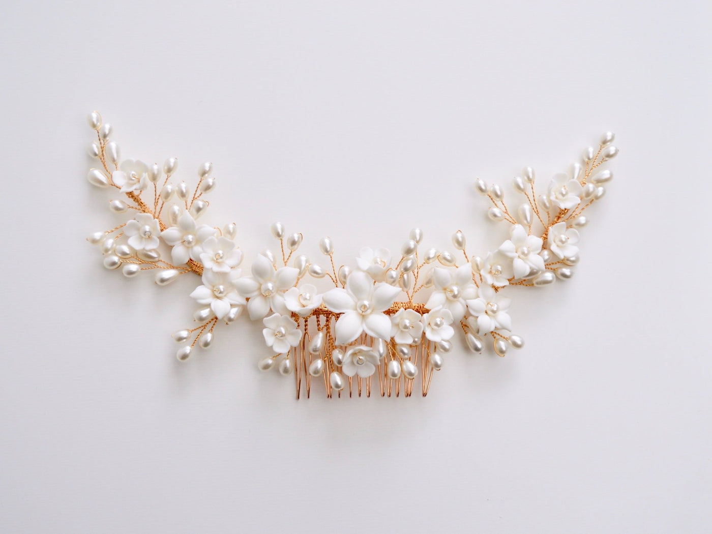 Großer Haarkamm Magali mit Faux Perlen | Farbe gold oder silber