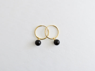 Hoops: Black Onyx Creolen  | vergoldet, rosévergoldet, silber