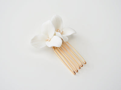 Lillie: Kleiner Haarkamm mit echten Perlen | Farbe gold oder silber