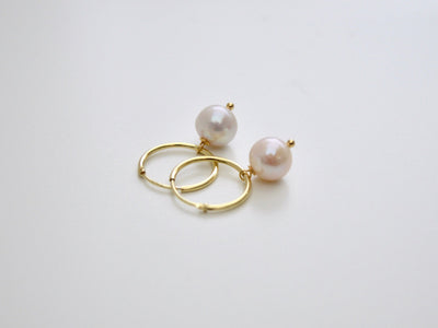Natural Pearls: Perlen Creolen round | vergoldet, rosévergoldet, silber