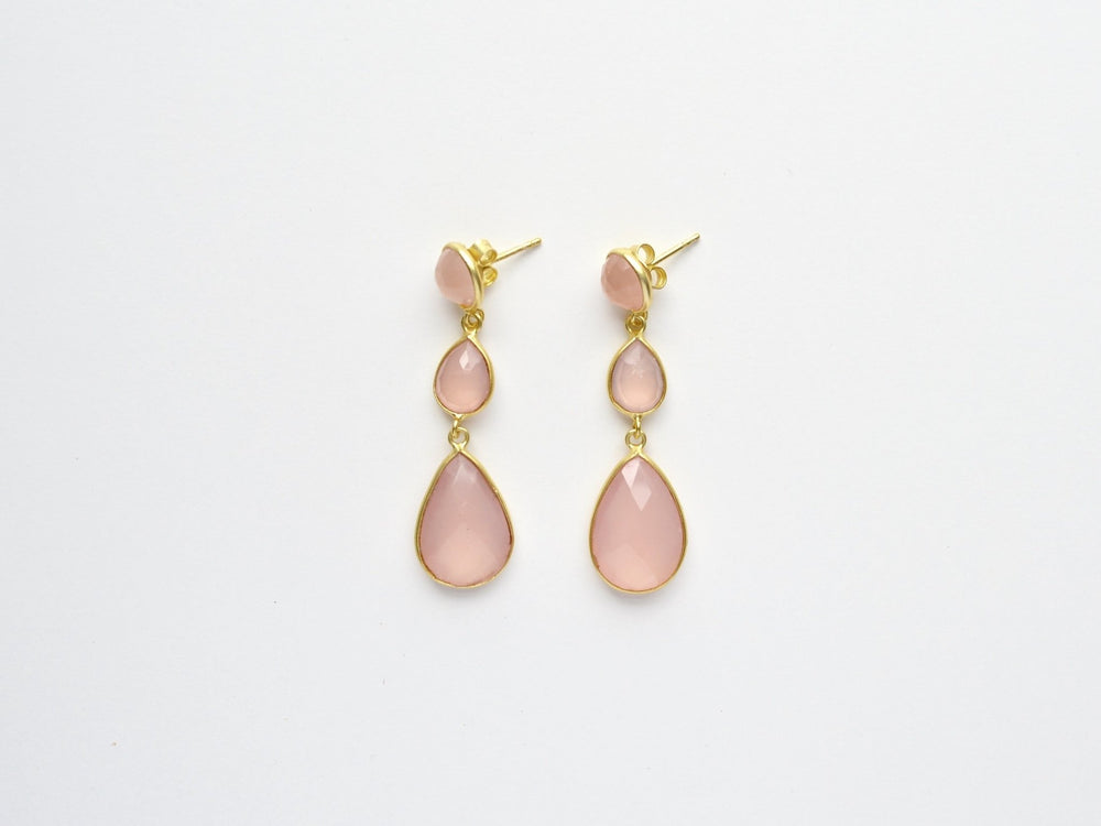 New in: Rosa Chalcedon Ohrstecker | vergoldet, rosévergoldet, silber - Mia&Martha by Katja Schmalen