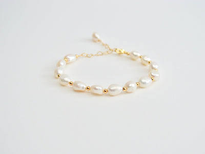 Pearl Collection: Perlenarmband Hearts | vergoldet