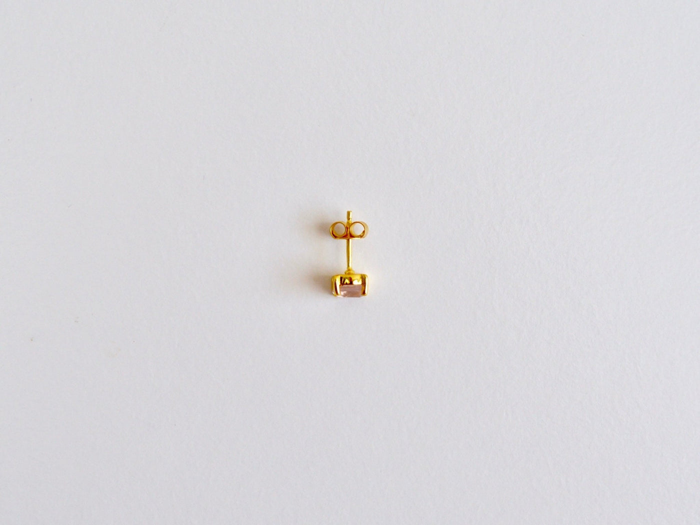 Round Gems: Rosenquarz Ohrstecker Prong | vergoldet, rosévergoldet, silber