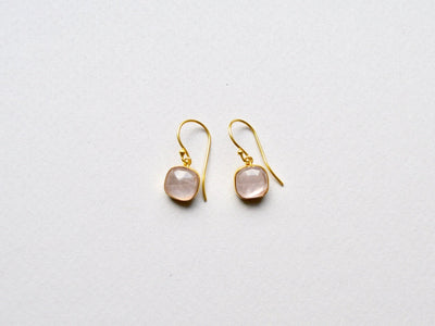 Square Dots: Rosenquarz Ohrhänger | vergoldet, rosévergoldet, silber - Mia&Martha by Katja Schmalen